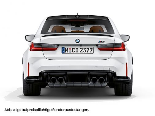 Weiße BMW M3 Limousine in der Heckansicht