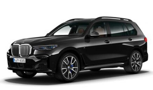 dunkelgrauer BMW x7 vor weißem Hintergrund - Seitenansicht