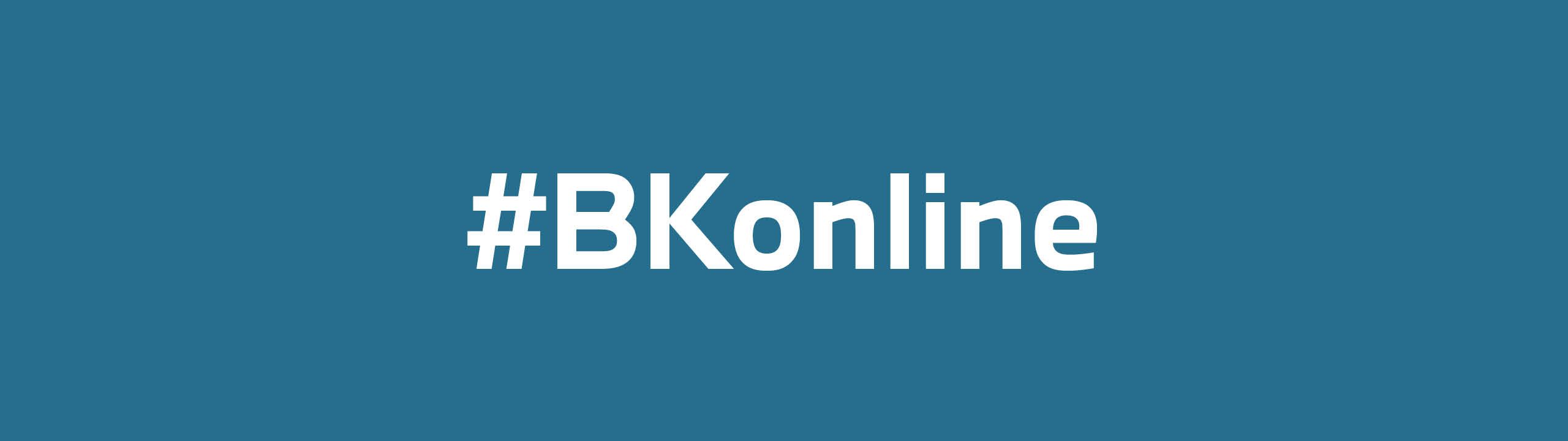 Weiße Schrift auf blauen Untergrund "BKonline "
